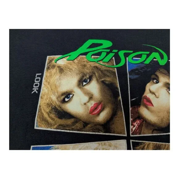 Vintage Poison Shirt XL Black Look What The Cat Dragged In Band Tee 2003 - Picture 3 of 12